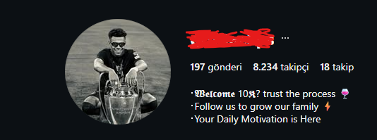 Futbol Motivasyon Temalı & Milyonluk Etkileşim Alan Aktif Hesap & Bansız